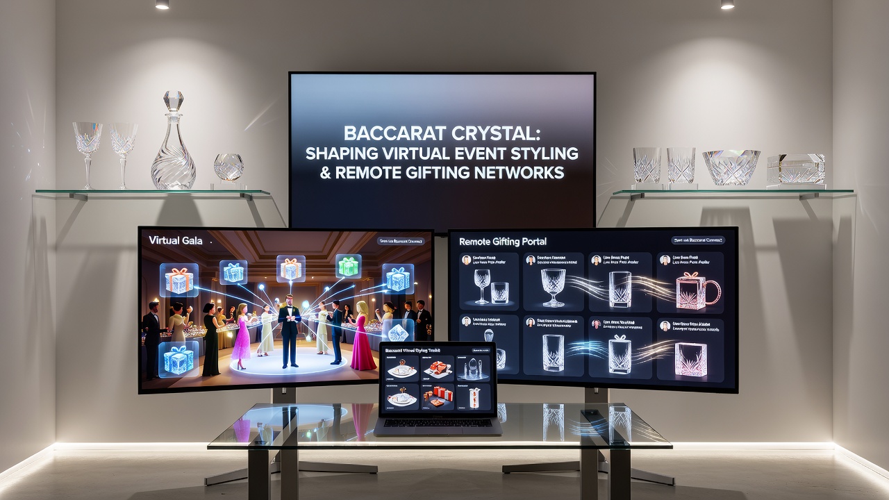 Detailansicht von Baccarat Kristall in Remote-Geschenkverpackungen mit globalen Versandetiketten
