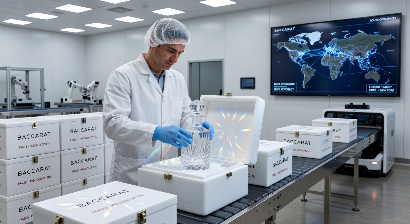 Sichere Verpackung von Baccarat Kristall für weltweite Lieferungen