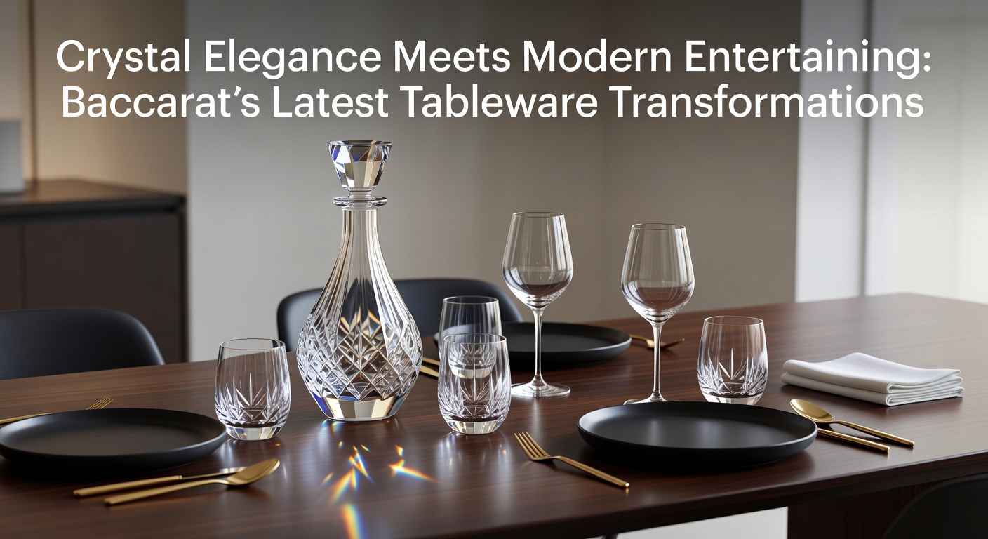 Baccarat-Kristalltablett mit modernen Formen, das Eleganz und Funktionalität vereint, präsentiert auf einem gedeckten Tisch bei einem Abendessen im April 2026
