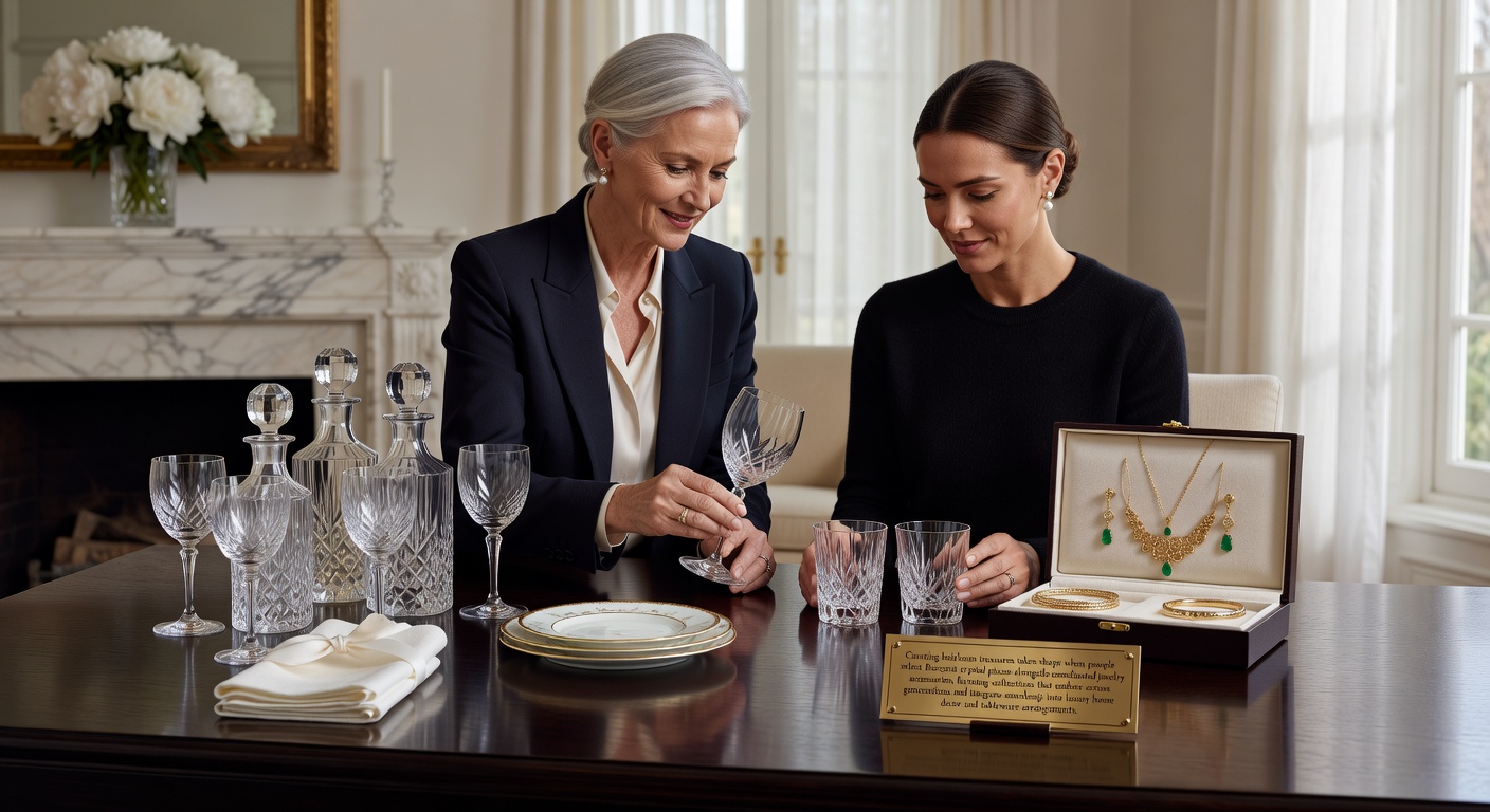 Baccarat Kristallstücke kombiniert mit abgestimmten Schmuckaccessoires in eleganten Heimdekors und Tafelarrangements
