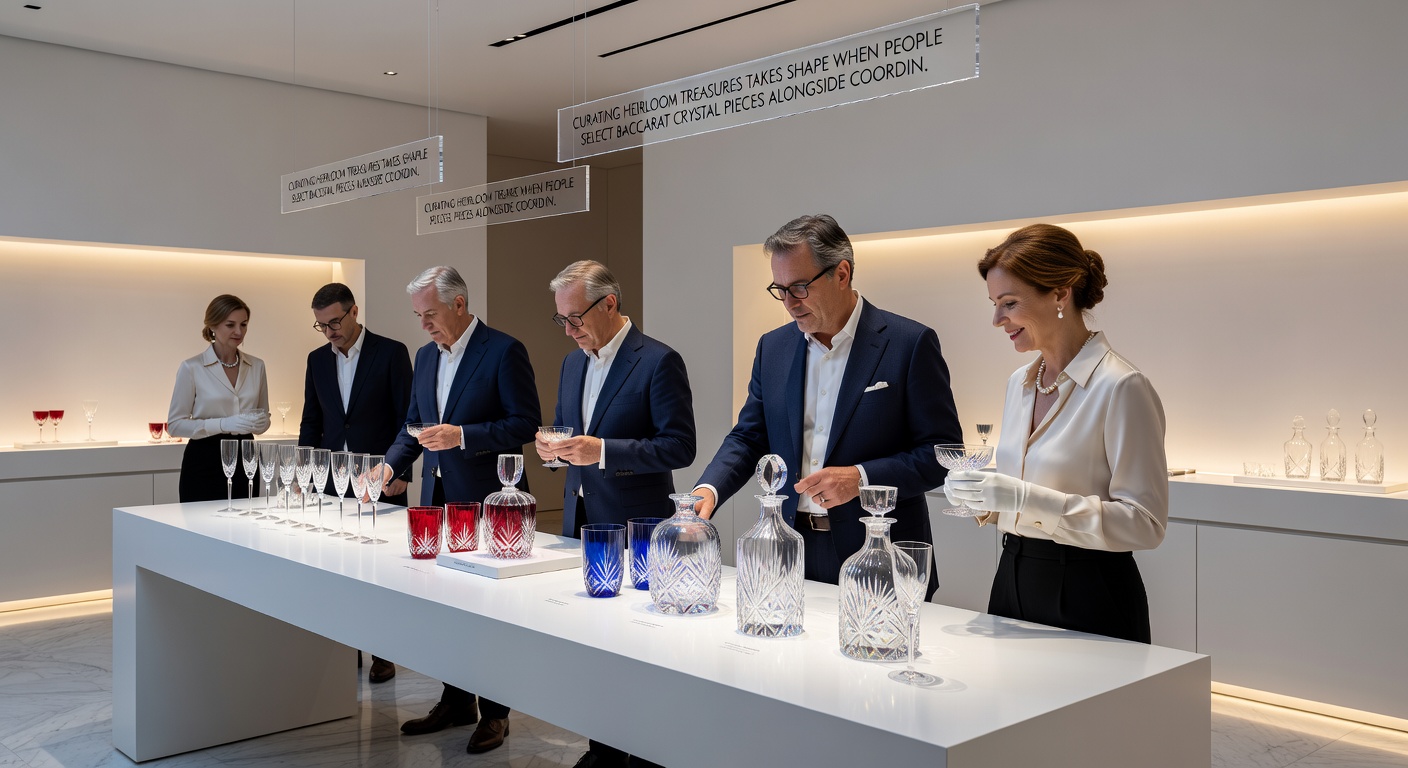 Beispielhafte Anordnung von Baccarat Kristall und Schmuck in einem luxuriösen Tischsetting für dauerhafte Sammlungen