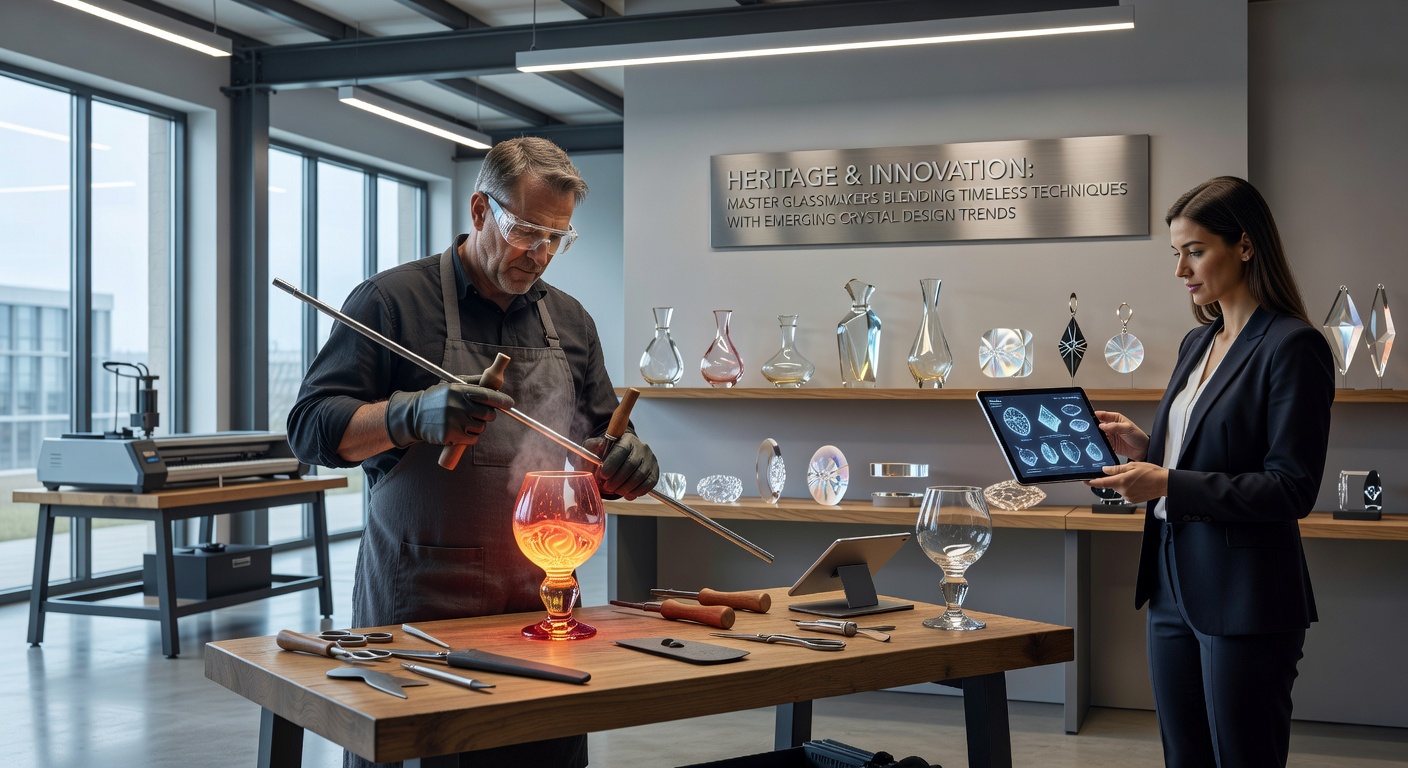 Detailaufnahme von Kristall-Accessoires mit gemischten traditionellen und innovativen Designmerkmalen