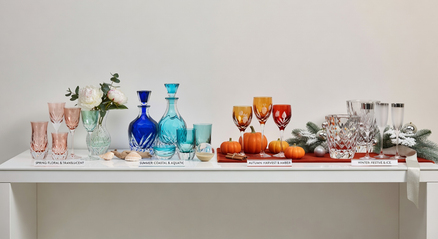 Detailansicht von Baccarat Kristall Accessoires kombiniert mit saisonalen Dekor-Elementen