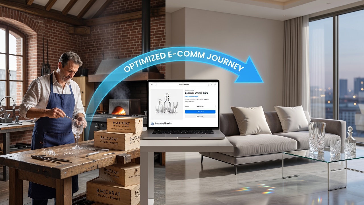 Internationale Lieferung von Baccarat Kristall über E-Commerce-Plattformen mit Verpackungsdetails